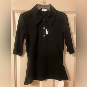 Brand new, never worn Rosetta Getty short sleeve fitted polo in black